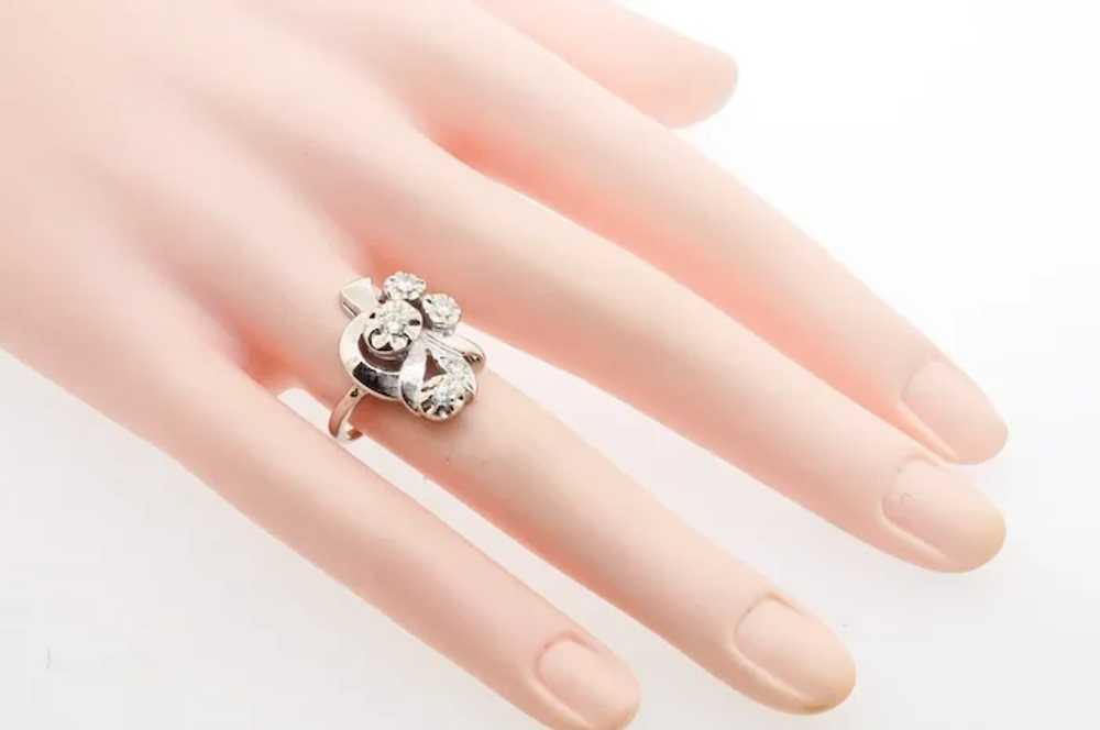 14K WG Flower and Diamond Cocktail Ring - image 4