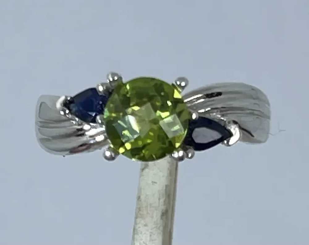 14k Peridot & Sapphire Ring, free resize - image 2