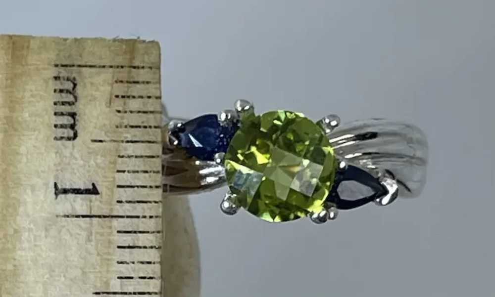 14k Peridot & Sapphire Ring, free resize - image 3