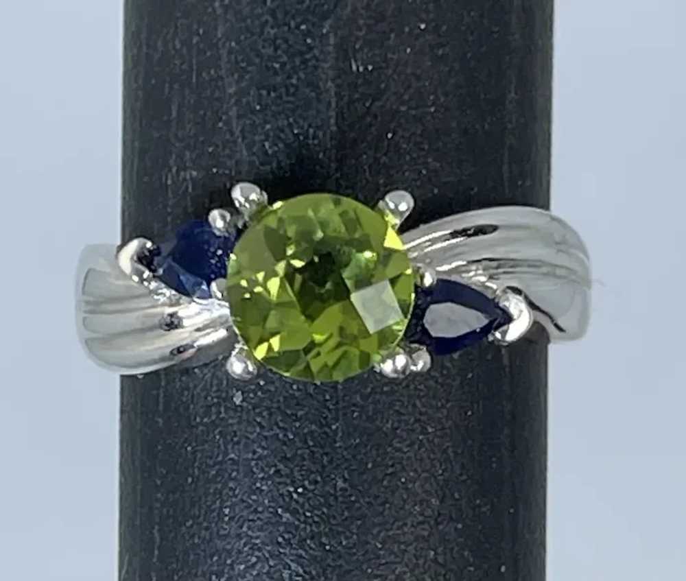 14k Peridot & Sapphire Ring, free resize - image 4