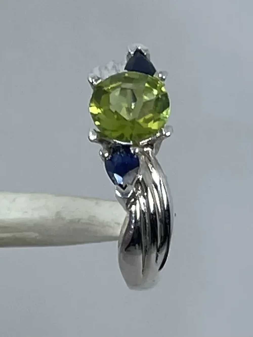 14k Peridot & Sapphire Ring, free resize - image 5