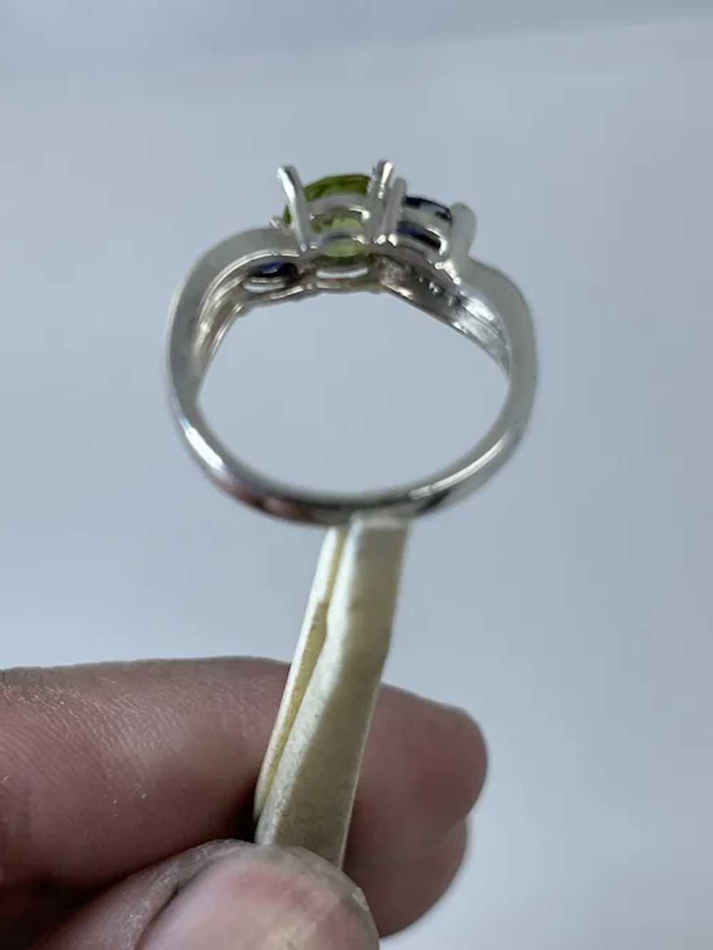 14k Peridot & Sapphire Ring, free resize - image 8