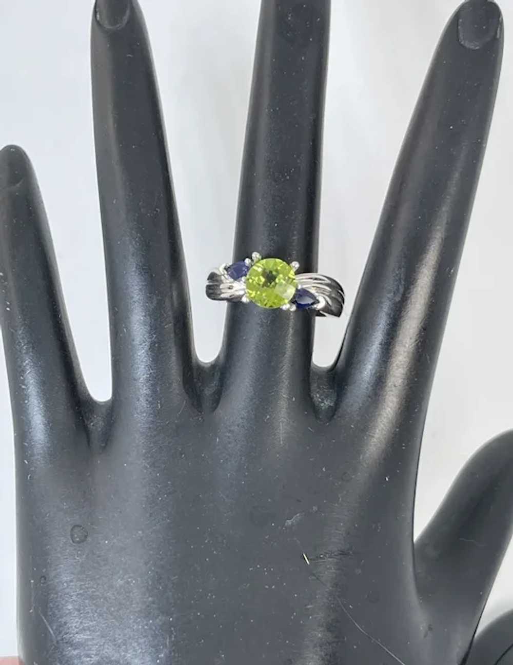 14k Peridot & Sapphire Ring, free resize - image 9