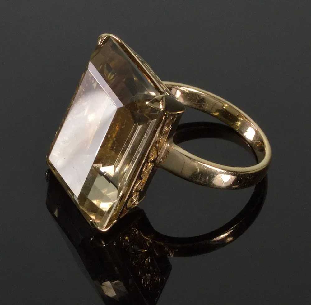 Retro 18K Gold Citrine Cocktail Ring Size 8 1/2 - image 2