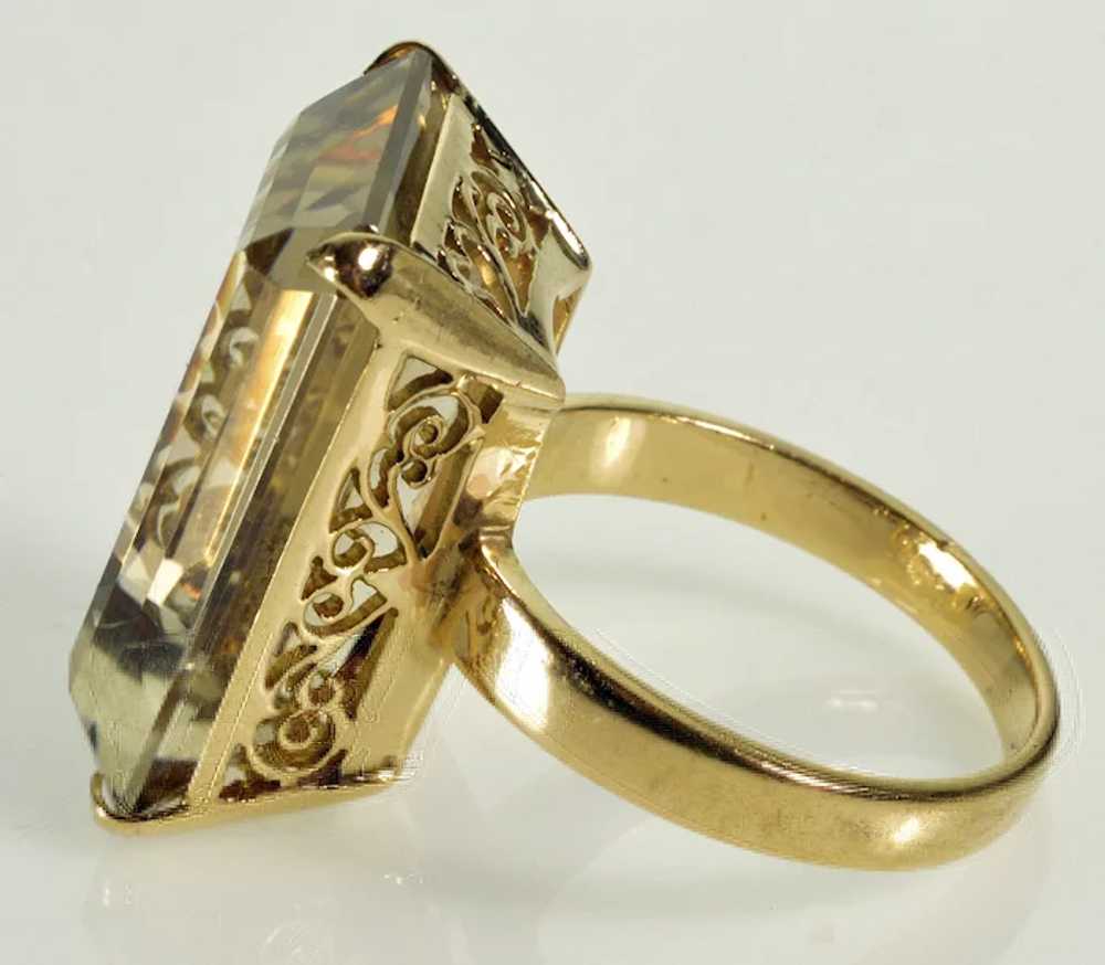 Retro 18K Gold Citrine Cocktail Ring Size 8 1/2 - image 3