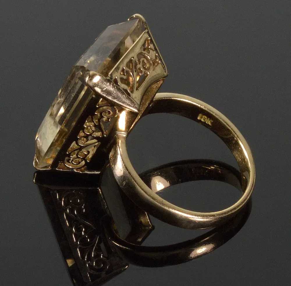 Retro 18K Gold Citrine Cocktail Ring Size 8 1/2 - image 4