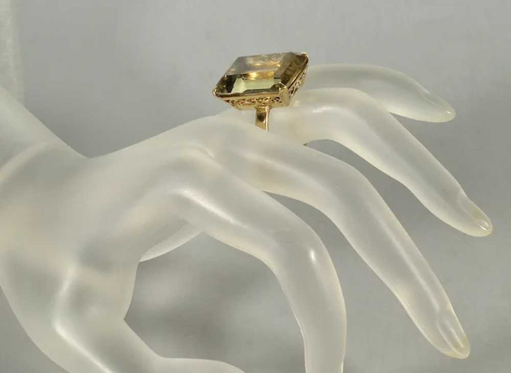 Retro 18K Gold Citrine Cocktail Ring Size 8 1/2 - image 5