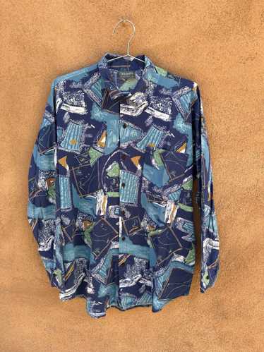 Blue Triumph of California Abstract Shirt - image 1