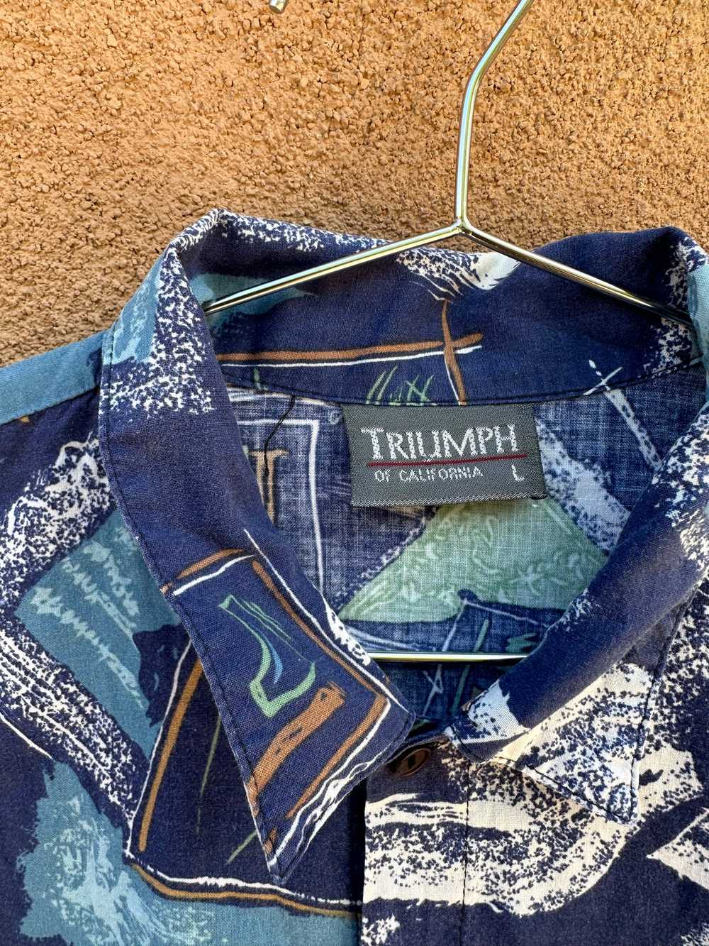 Blue Triumph of California Abstract Shirt - image 2