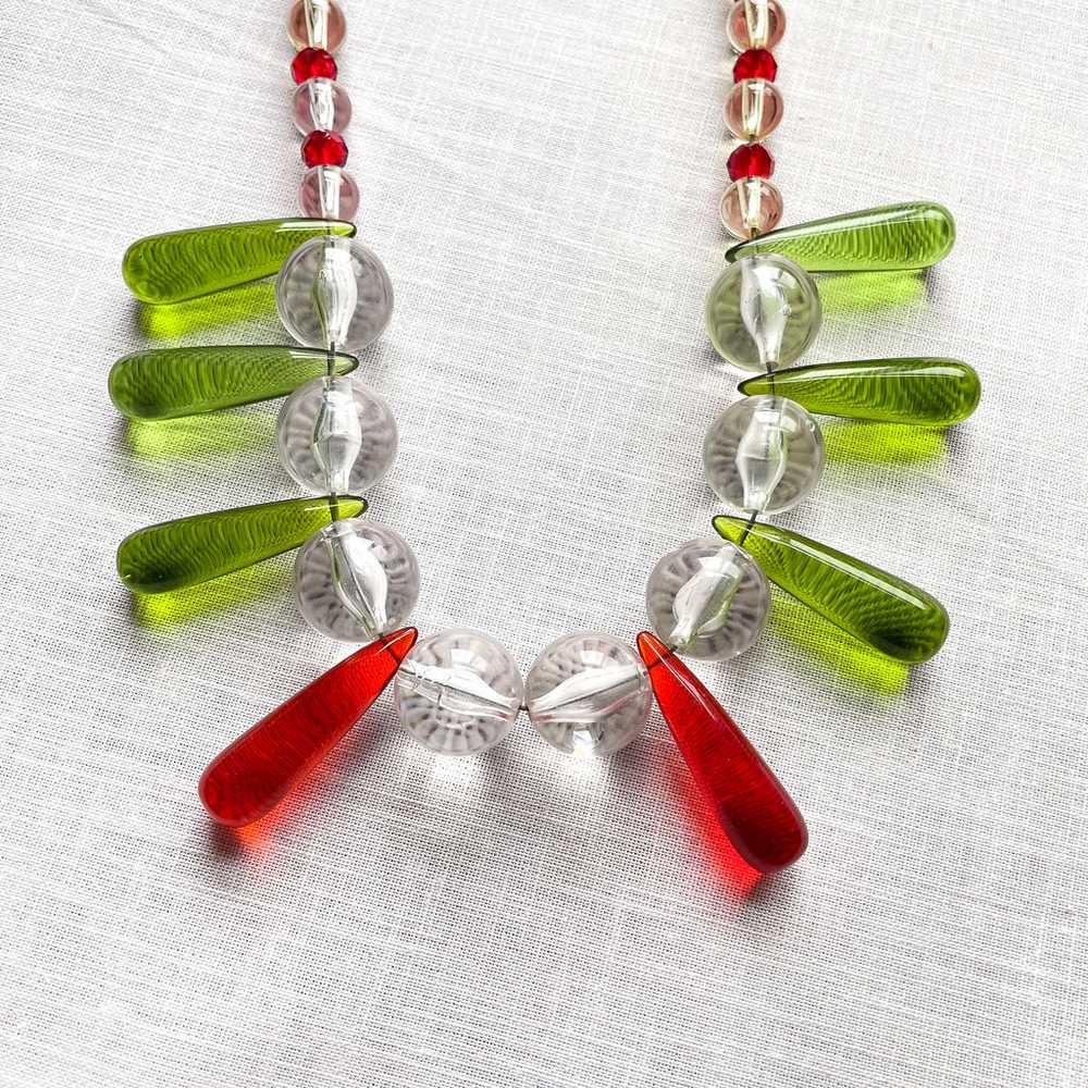 Vintage Teardrop Necklace, Lucite Glass Crystal A… - image 3