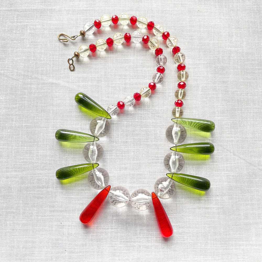 Vintage Teardrop Necklace, Lucite Glass Crystal A… - image 6