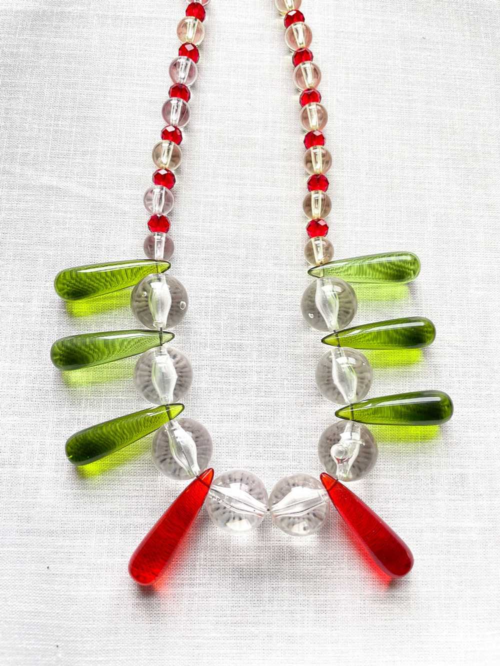 Vintage Teardrop Necklace, Lucite Glass Crystal A… - image 8