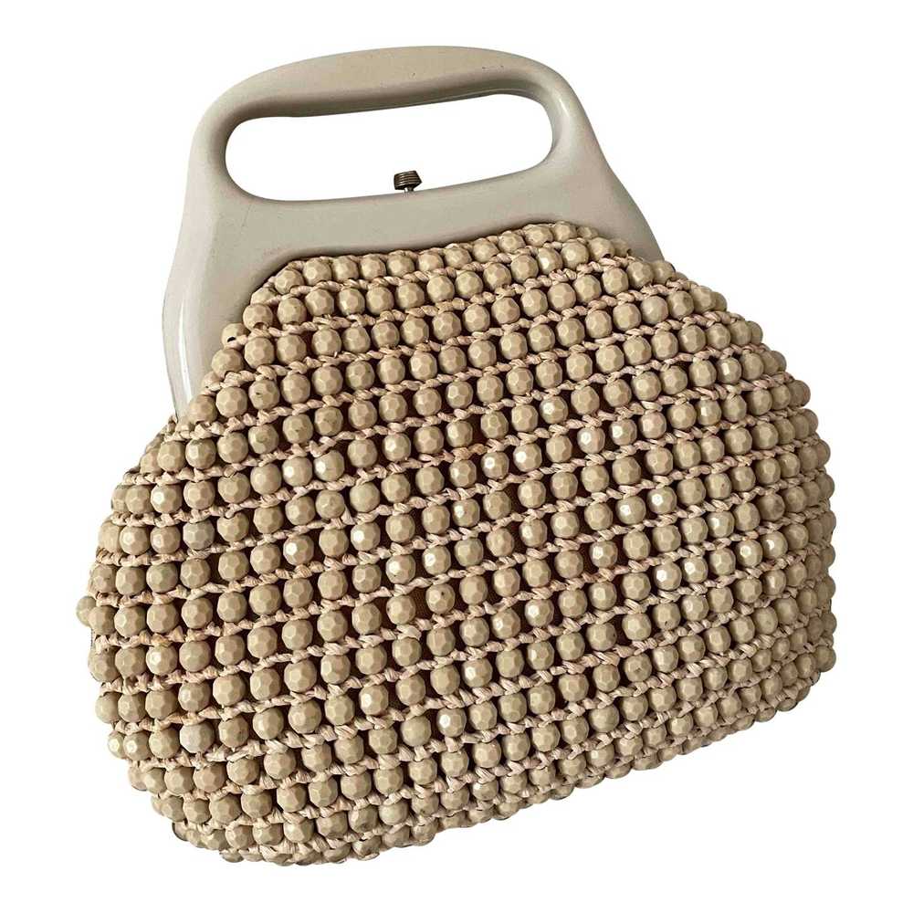 Beaded mini bag - Small bag in beige/ecru and raf… - image 1