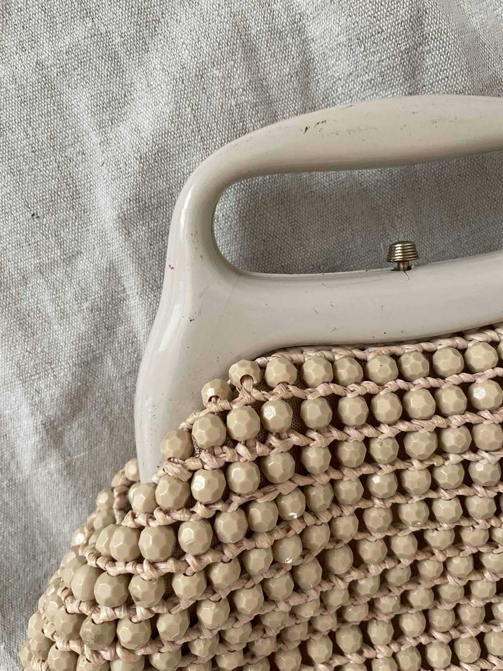 Beaded mini bag - Small bag in beige/ecru and raf… - image 5