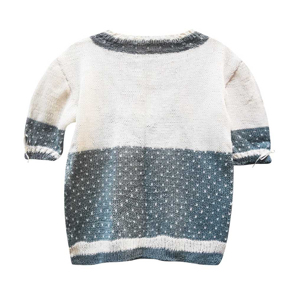 Top en maille - Top en tricot écru et bleu gris, … - image 2