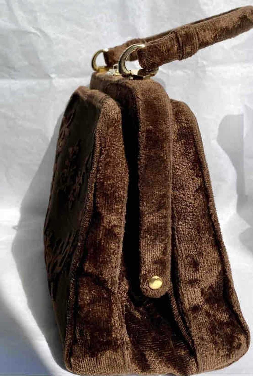 Sac en velours - Mini sac à main en velours marro… - image 3