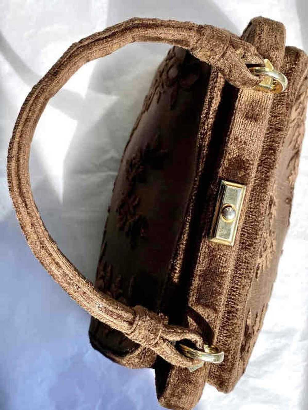 Sac en velours - Mini sac à main en velours marro… - image 5