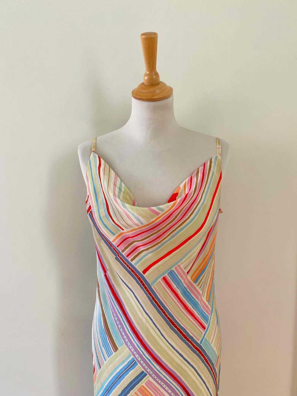 Long silk dress - Long silk dress, pastel multico… - image 5