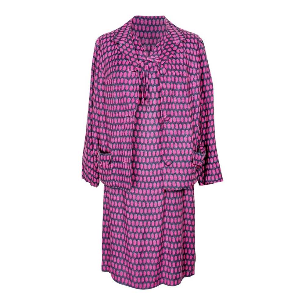 60's set - Gray/fuchsia 60s patterned dress-suit … - image 1