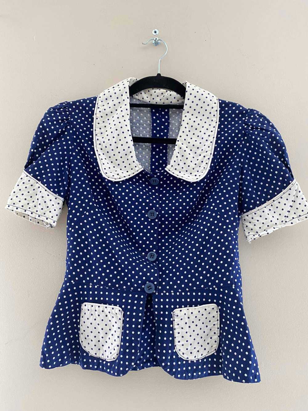 Polka dot set - Handmade cotton set in the 50s an… - image 2