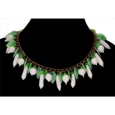 Antique French Poured Glass Chain Necklace C.1920 - image 1