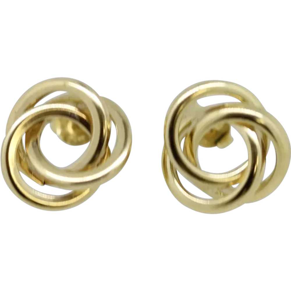 14k Yellow Gold Twisted Circle Stud Earrings - image 1