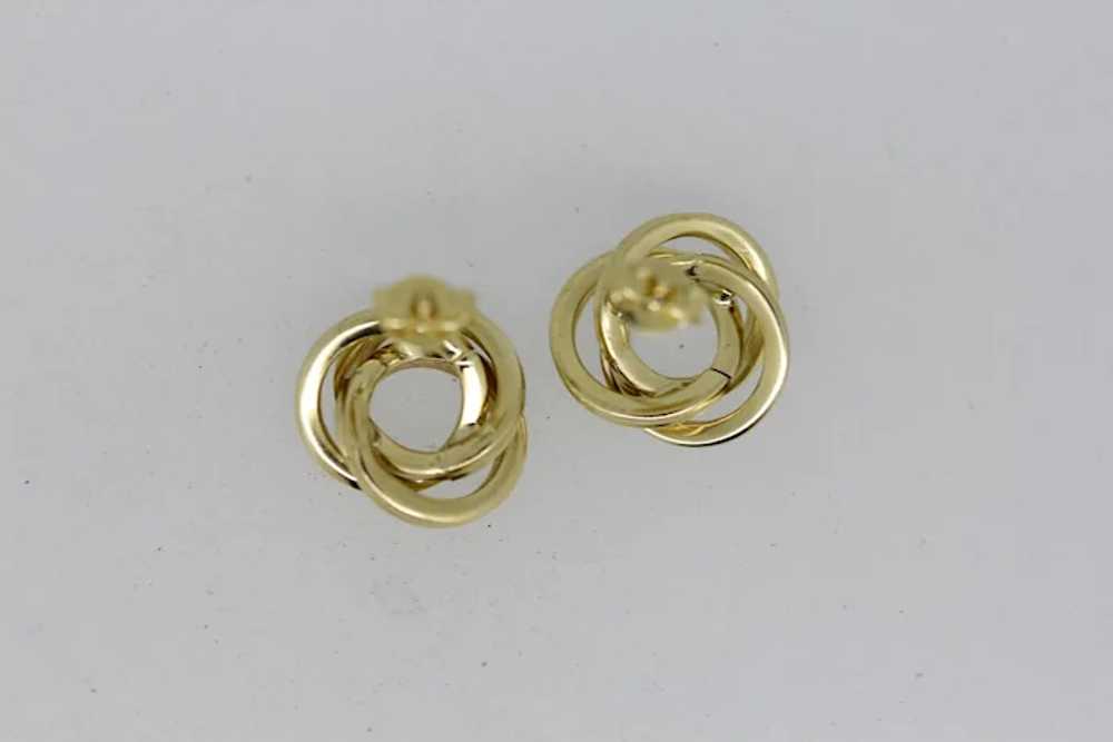 14k Yellow Gold Twisted Circle Stud Earrings - image 2