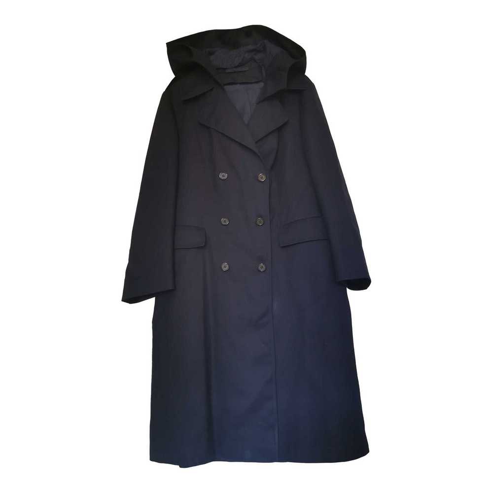 Hooded trench coat - Navy blue trench coat with large… - Gem