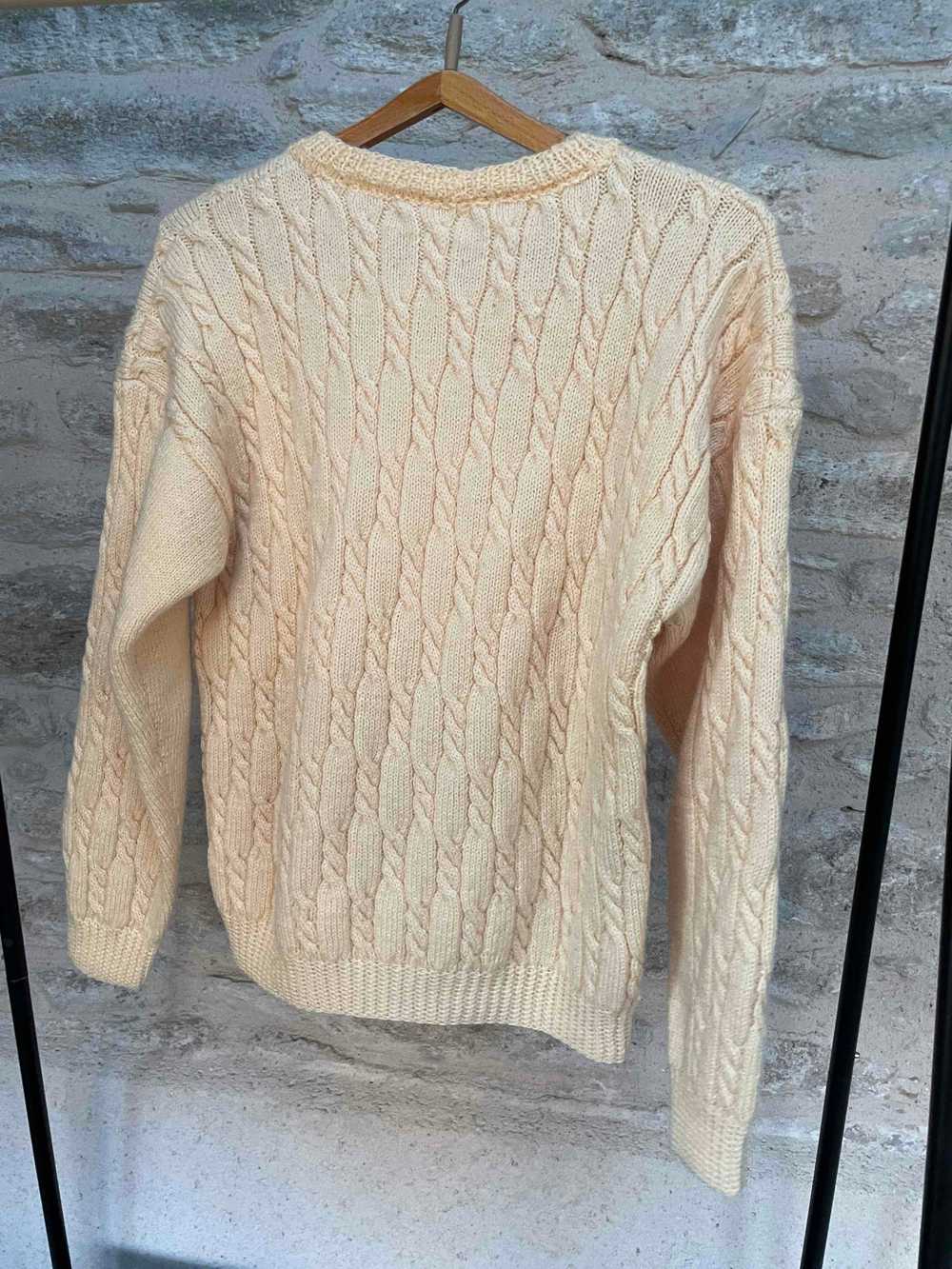 Woolen sweater - Wool sweater, braided, hand knit… - image 3