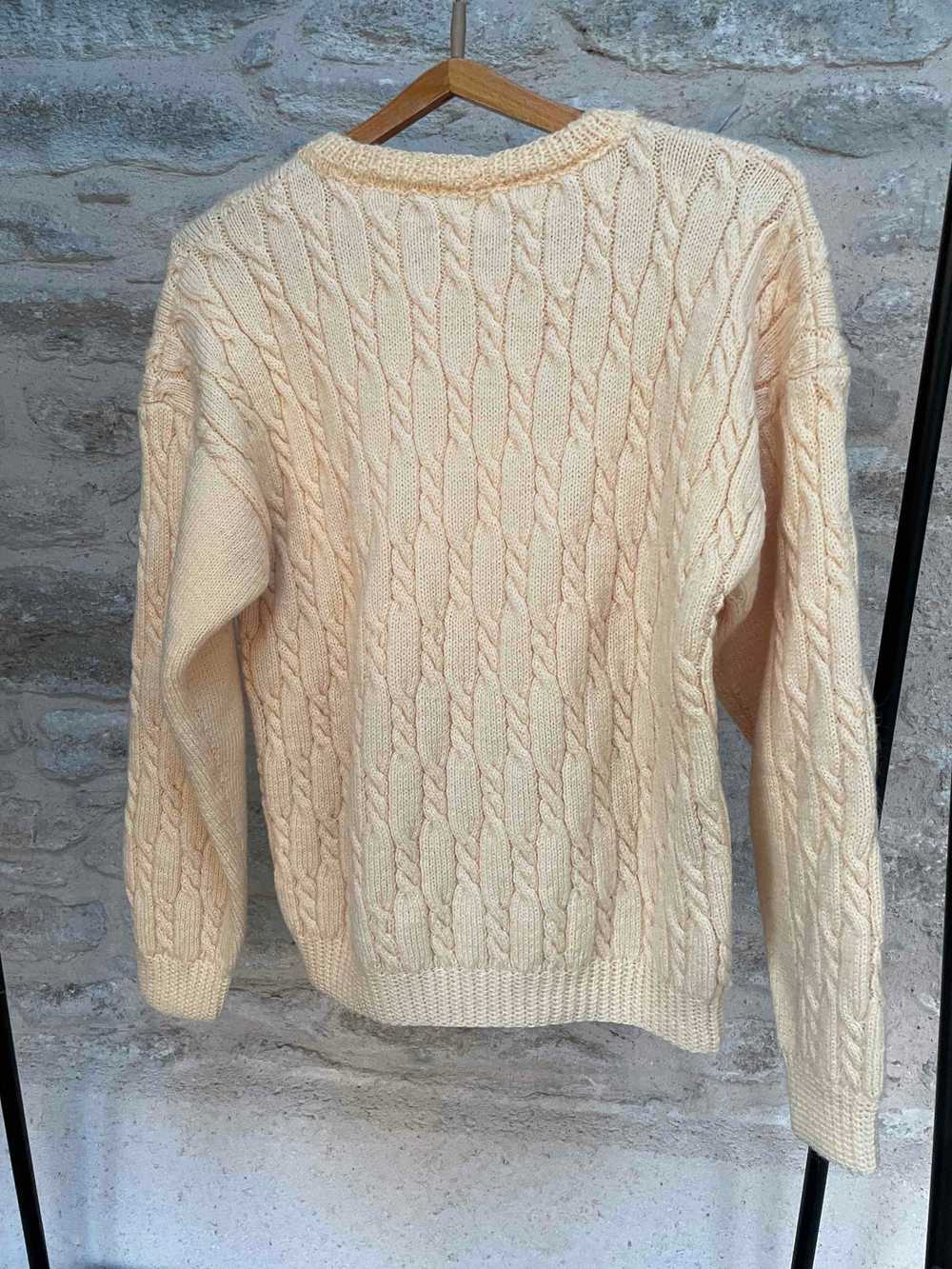 Woolen sweater - Wool sweater, braided, hand knit… - image 4