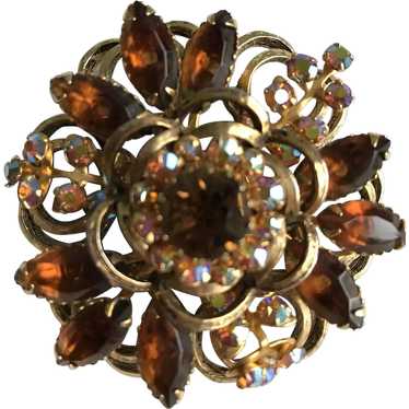 Vintage Signed Selro Selini Large Topaz Brooch