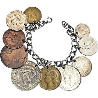 Collector’s Coin Bracelet, Old Foreign Coins, 188… - image 1