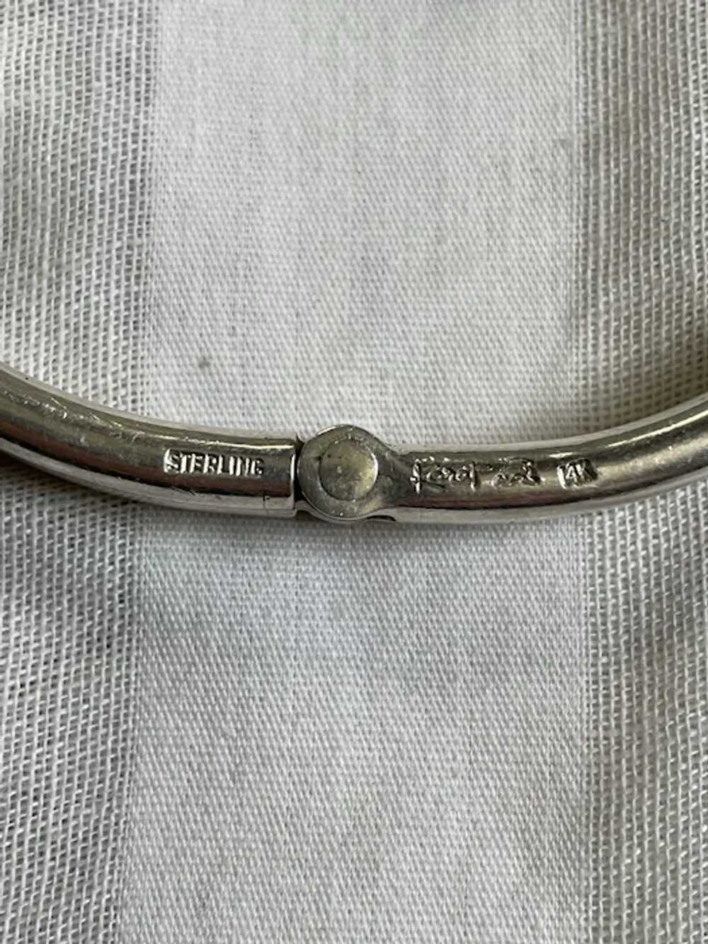 Vintage Heavy Sterling Silver Buckle Bracelet Wit… - image 11