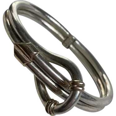Vintage Heavy Sterling Silver Buckle Bracelet Wit… - image 1
