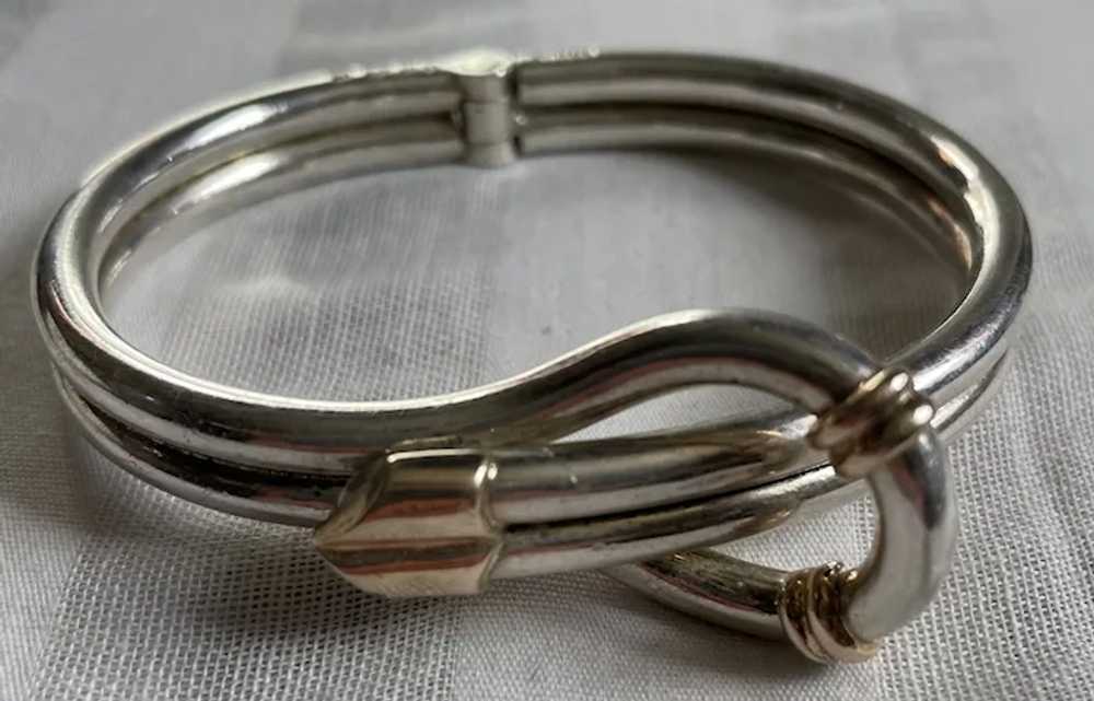 Vintage Heavy Sterling Silver Buckle Bracelet Wit… - image 2