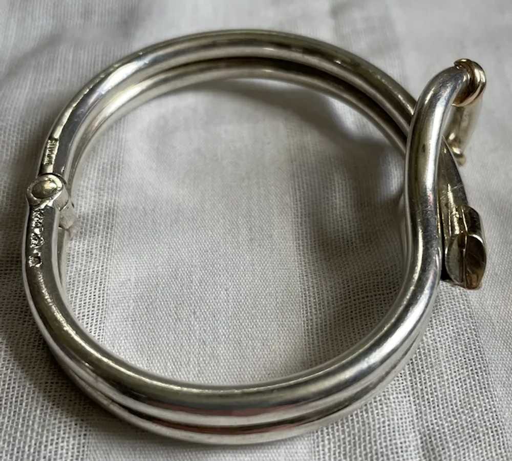 Vintage Heavy Sterling Silver Buckle Bracelet Wit… - image 7