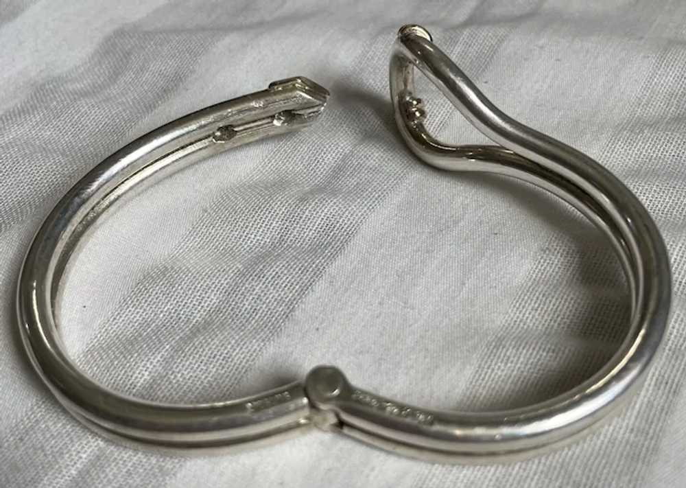 Vintage Heavy Sterling Silver Buckle Bracelet Wit… - image 8