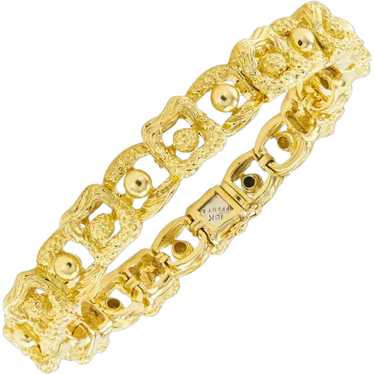 Tiffany & Co Yellow Gold Textured Link Bracelet E… - image 1
