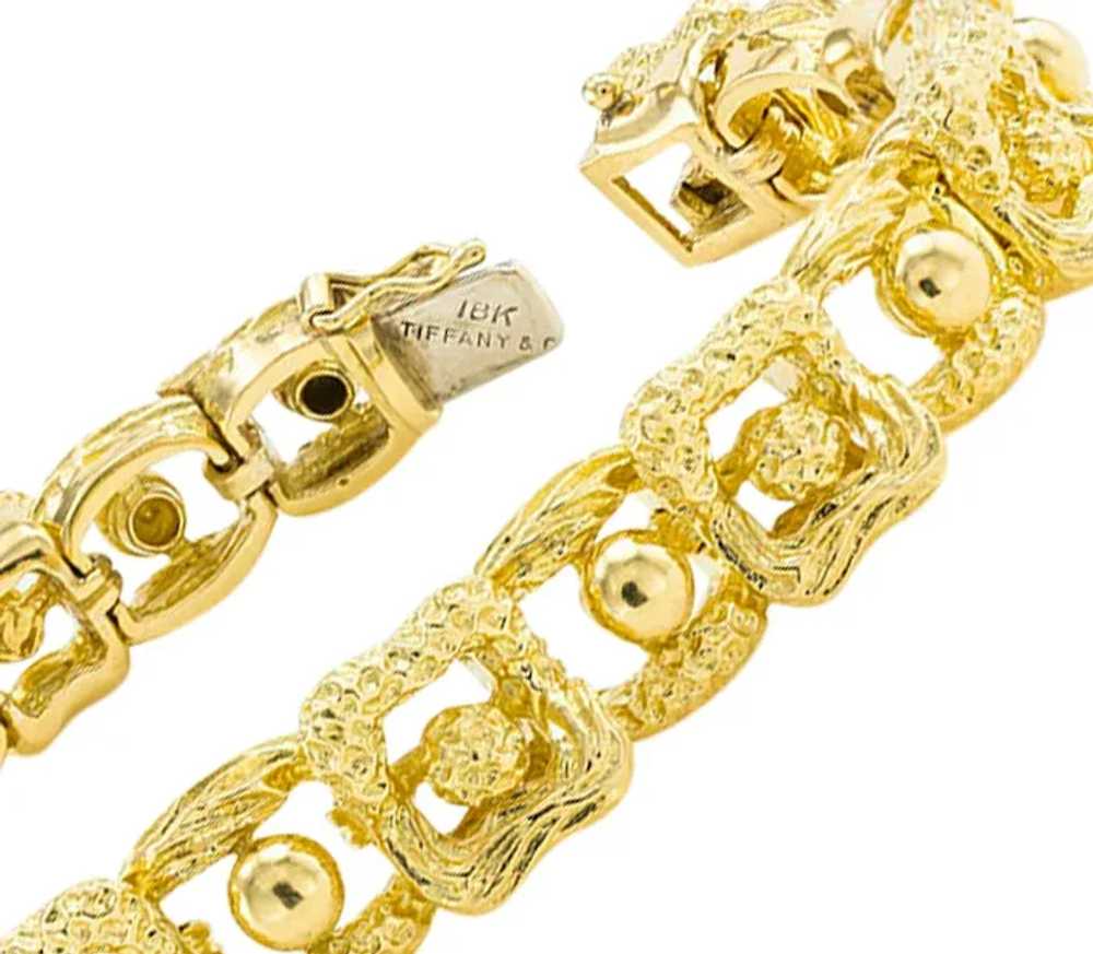 Tiffany & Co Yellow Gold Textured Link Bracelet E… - image 3