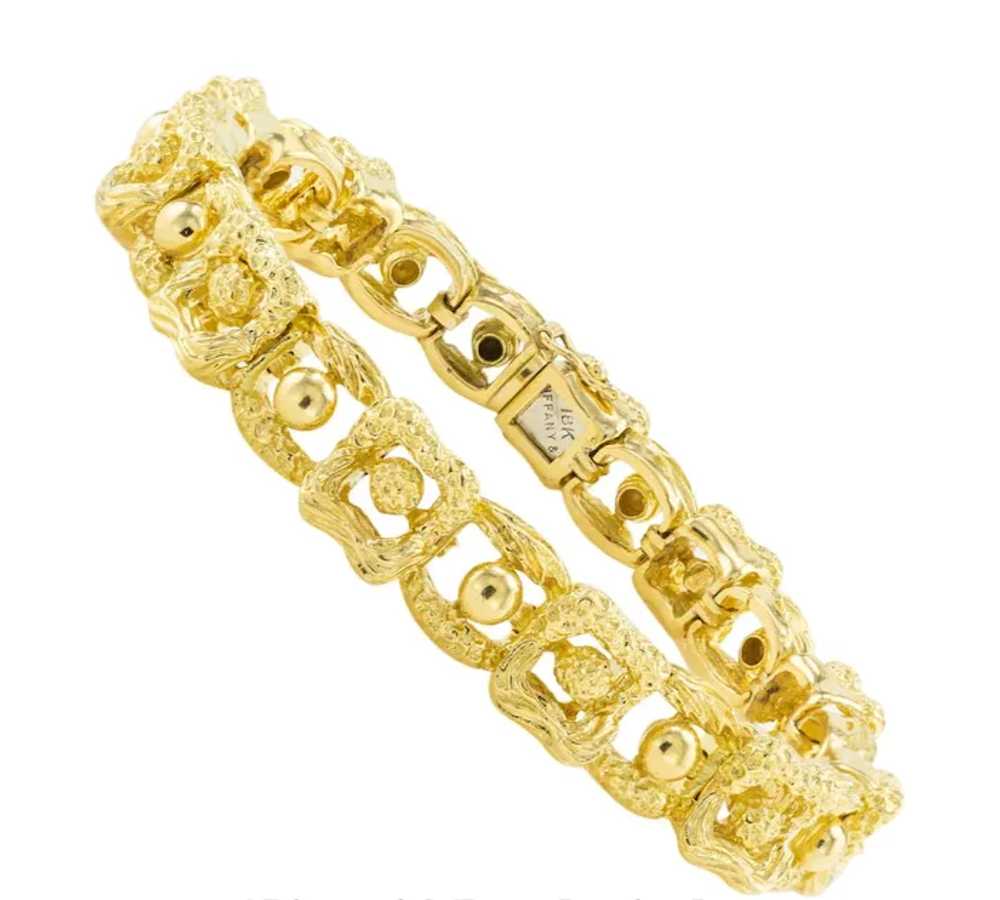 Tiffany & Co Yellow Gold Textured Link Bracelet E… - image 4