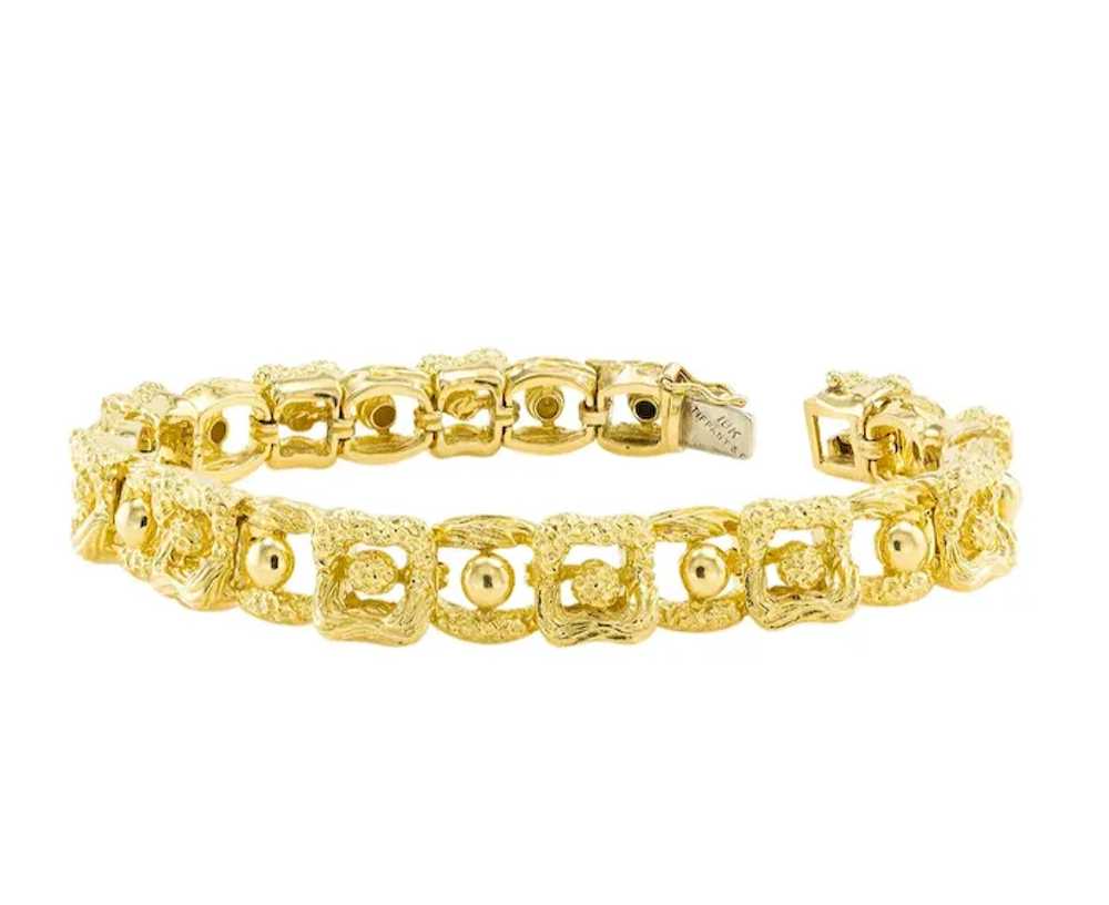 Tiffany & Co Yellow Gold Textured Link Bracelet E… - image 5