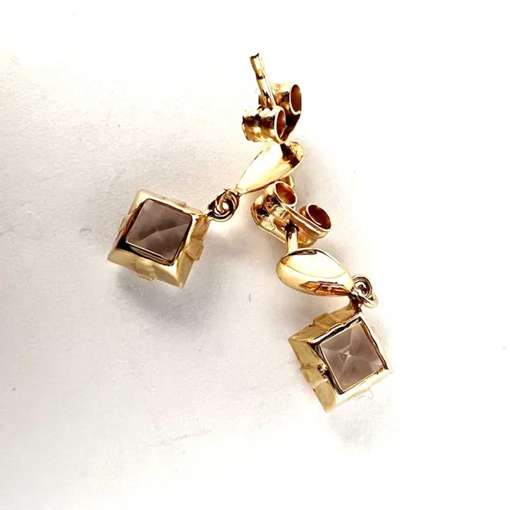 Sweden c 1950s. Vintage 18k Gold Rock Crystal Ear… - image 3