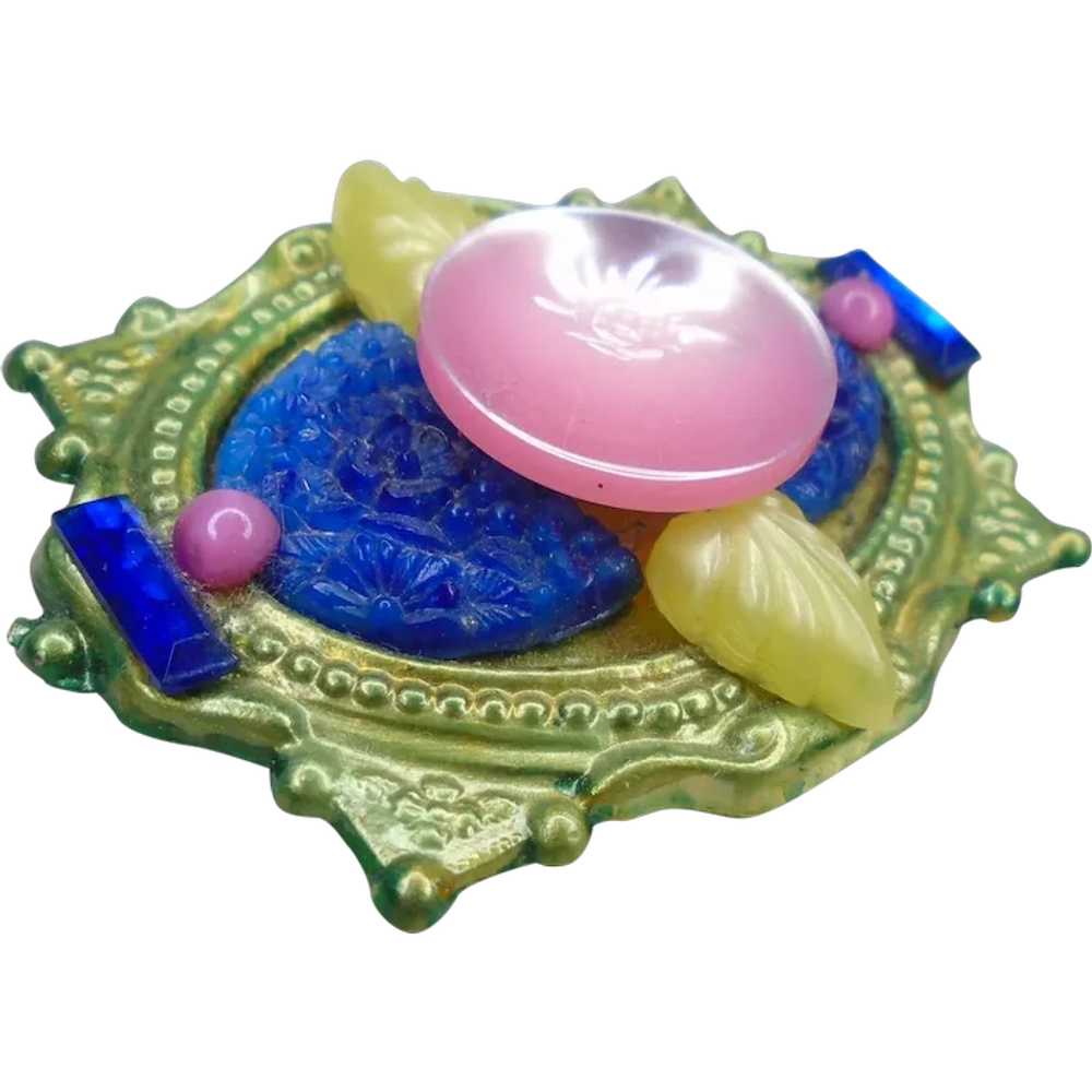 Art Nouveau Style Brooch, "Secret Flower" Pin or … - image 1