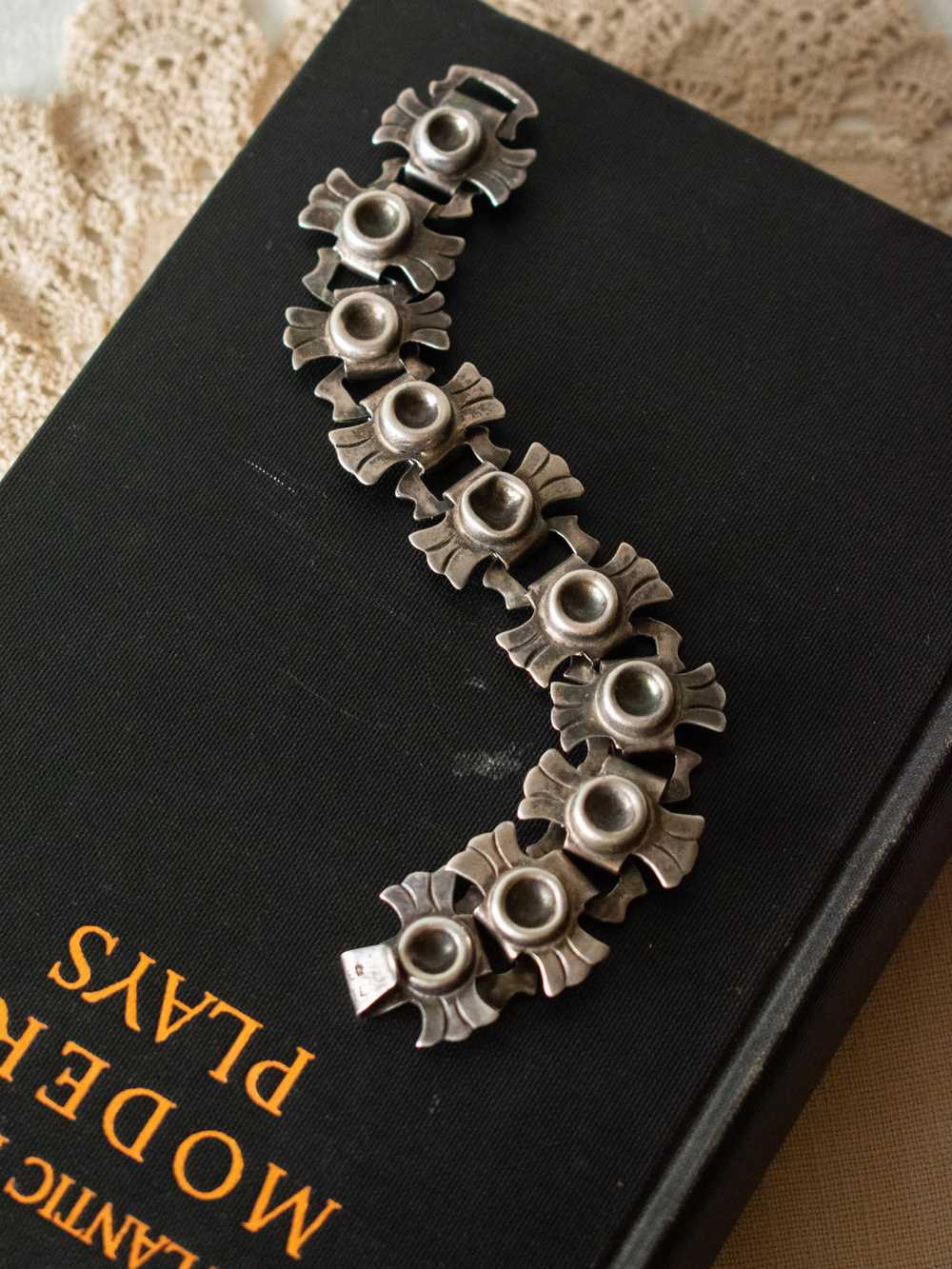 Vintage Sterling Segmented Flower Bracelet - image 1