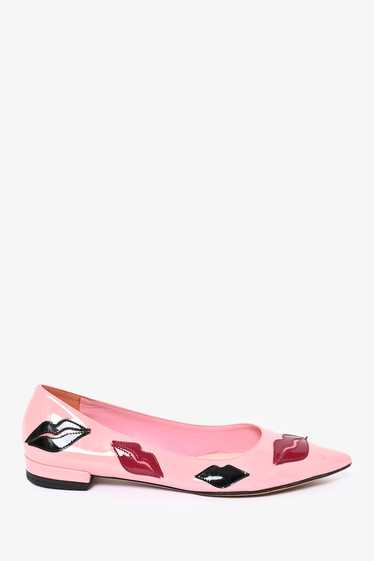Prada Pink Patent Leather Kiss Print Flats Size 36 - image 1