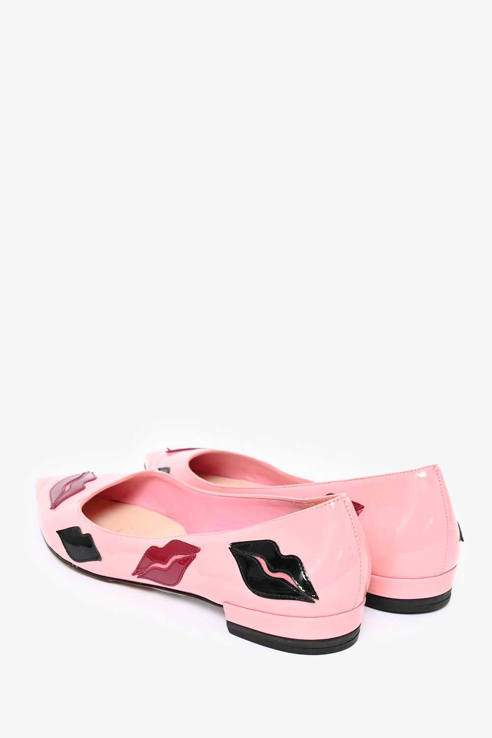 Prada Pink Patent Leather Kiss Print Flats Size 36 - image 3