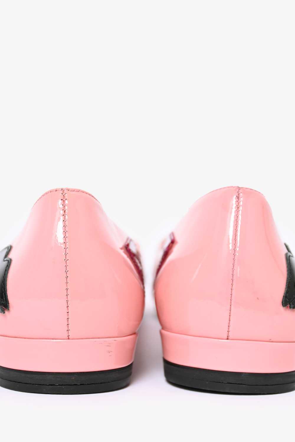 Prada Pink Patent Leather Kiss Print Flats Size 36 - image 4