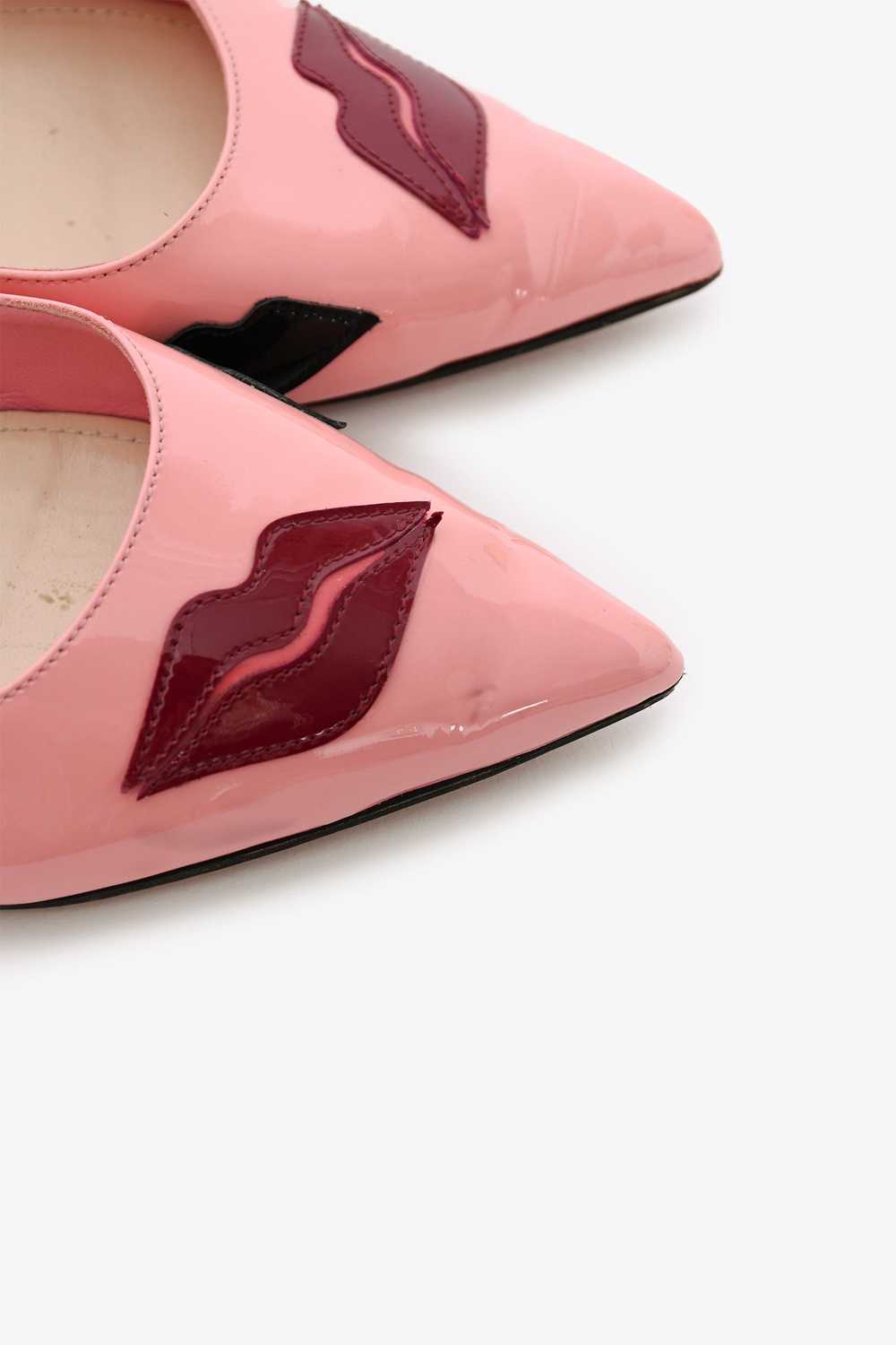 Prada Pink Patent Leather Kiss Print Flats Size 36 - image 5