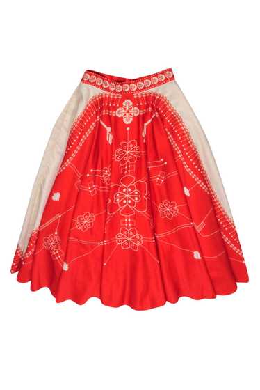 AM PM - Red & Cream Printed Circle Skirt Sz 0