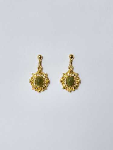 Vintage Gold Plated Victorian Style Ornate Drop E… - image 1